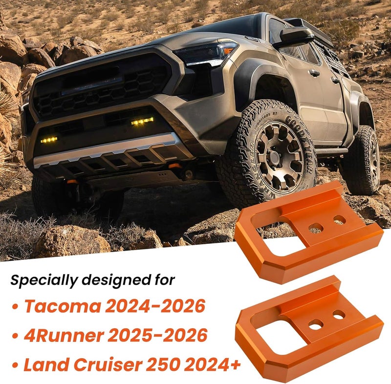 TECHPICCO Tow Hooks for Tacoma 2024-2026/4Runner 2025-2026/Land Cruiser 250 2024-2025, Car Tow Hooks Compatible with Toyota Tacoma/4Runner/Land Cruiser 250 Accessories (Orange) - Image 2